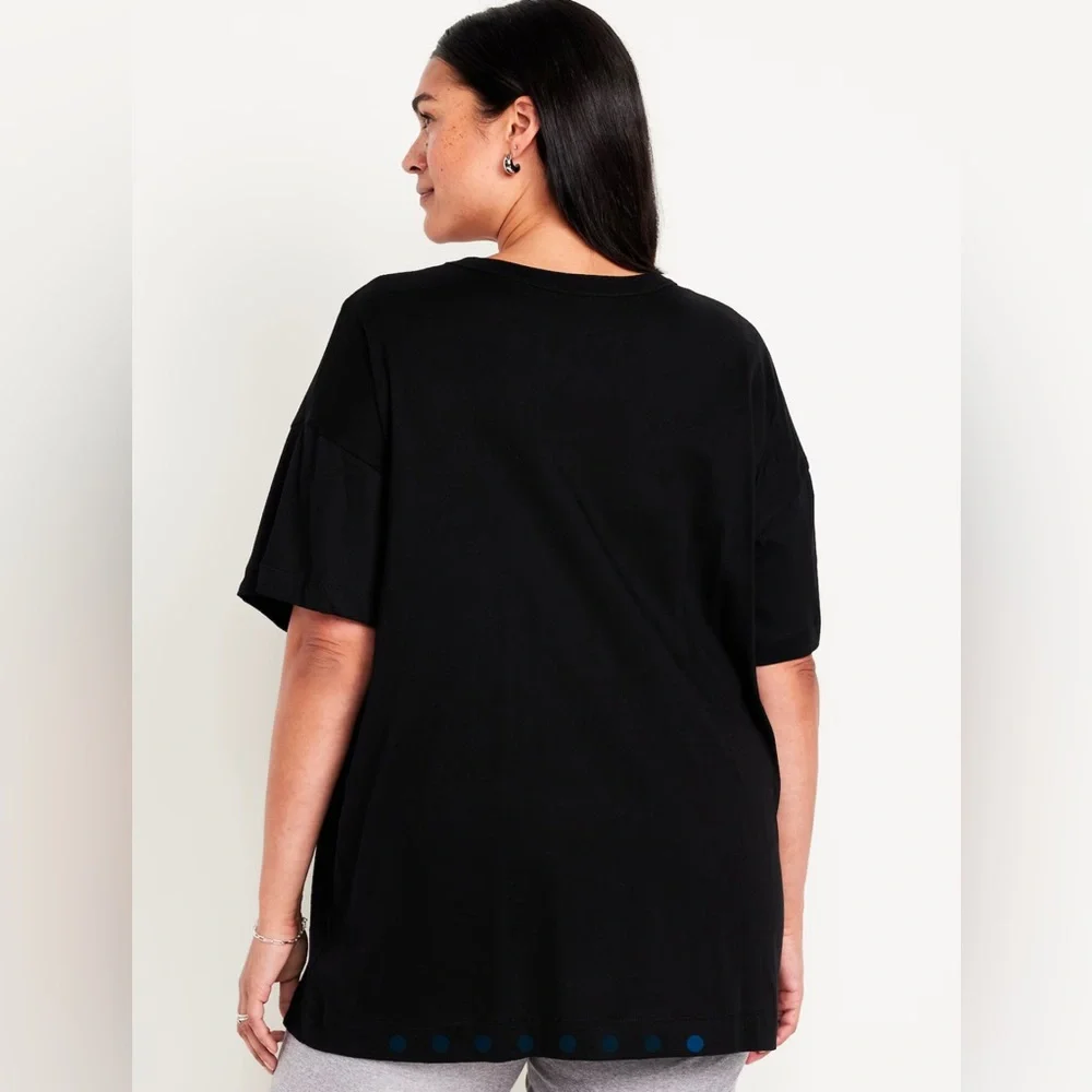 🆕 Old Navy Women's Oversized EveryWear Tunic T-Shirt Short Sleeve Black S 4-6 - Picture 7 of 16